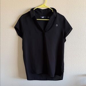 Lands' End Women's Black Collared Blouse